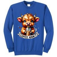 Cute Highland Cow Coffee Addict Gift Sweatshirt