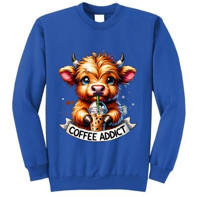 Cute Highland Cow Coffee Addict Gift Sweatshirt