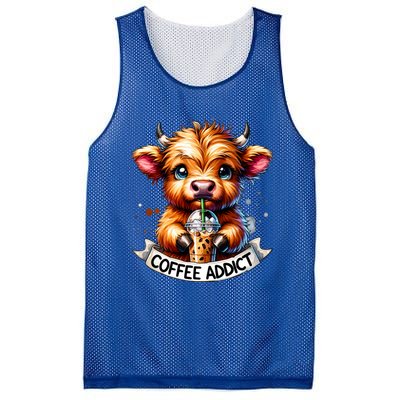 Cute Highland Cow Coffee Addict Gift Mesh Reversible Basketball Jersey Tank