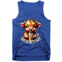 Cute Highland Cow Coffee Addict Gift Tank Top