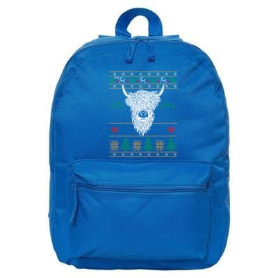 Cool Highland Cow Ugly Christmas Sweater Funny Animal Lover Meaningful Gift 16 in Basic Backpack