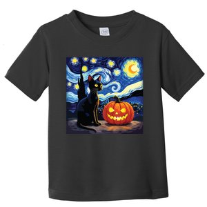 Cat Halloween Cat Lovers Starry Night Cat Van Gogh Toddler T-Shirt