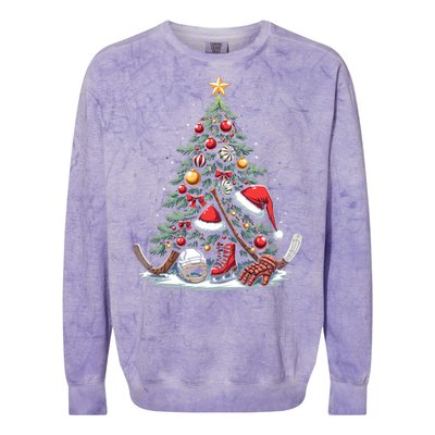 Christmas Hockey Cool Gift Colorblast Crewneck Sweatshirt