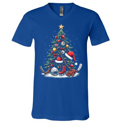 Christmas Hockey Cool Gift V-Neck T-Shirt