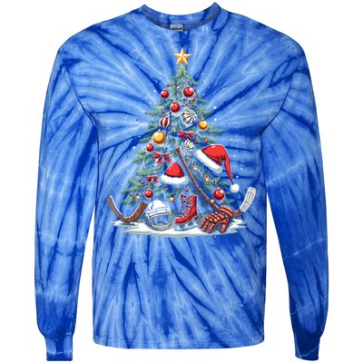 Christmas Hockey Cool Gift Tie-Dye Long Sleeve Shirt