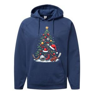 Christmas Hockey Cool Gift Performance Fleece Hoodie