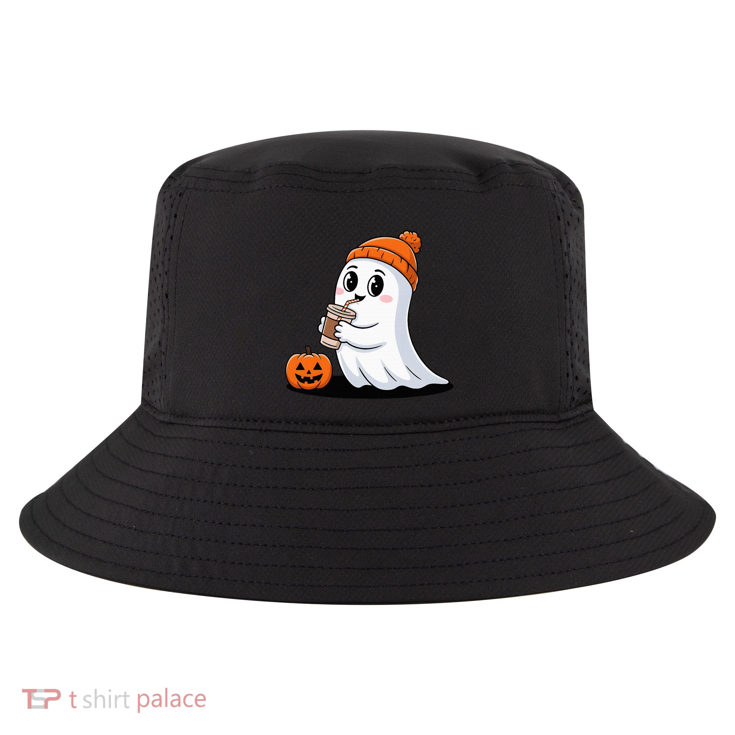 Cute Halloween Coffee Ghost Pumpkin Fall Vibes Cool Comfort Performance Bucket Hat