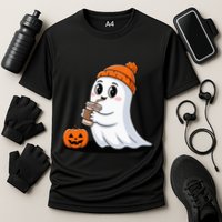 Cute Halloween Coffee Ghost Pumpkin Fall Vibes Performance Shirt
