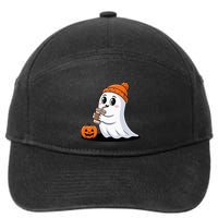 Cute Halloween Coffee Ghost Pumpkin Fall Vibes 7-Panel Snapback Hat