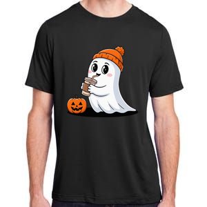 Cute Halloween Coffee Ghost Pumpkin Fall Vibes Adult ChromaSoft Performance T-Shirt