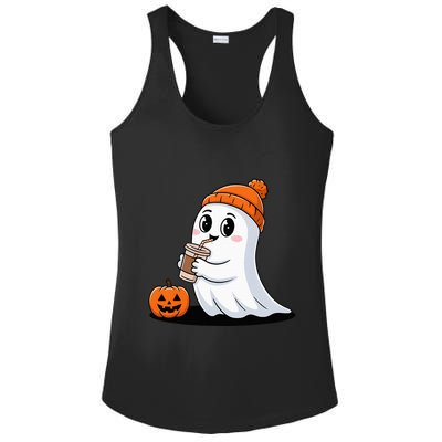 Cute Halloween Coffee Ghost Pumpkin Fall Vibes Ladies PosiCharge Competitor Racerback Tank