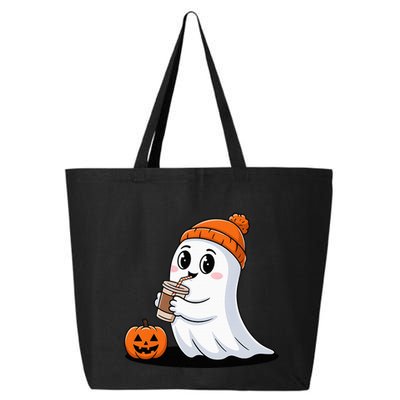 Cute Halloween Coffee Ghost Pumpkin Fall Vibes 25L Jumbo Tote