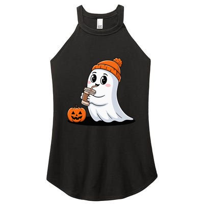 Cute Halloween Coffee Ghost Pumpkin Fall Vibes Women's Perfect Tri Rocker Tank