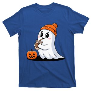 Cute Halloween Coffee Ghost Pumpkin Fall Vibes T-Shirt