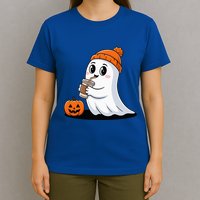 Cute Halloween Coffee Ghost Pumpkin Fall Vibes T-Shirt