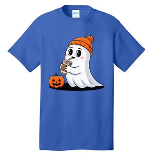 Cute Halloween Coffee Ghost Pumpkin Fall Vibes Tall T-Shirt