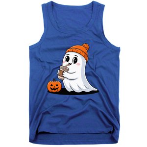 Cute Halloween Coffee Ghost Pumpkin Fall Vibes Tank Top