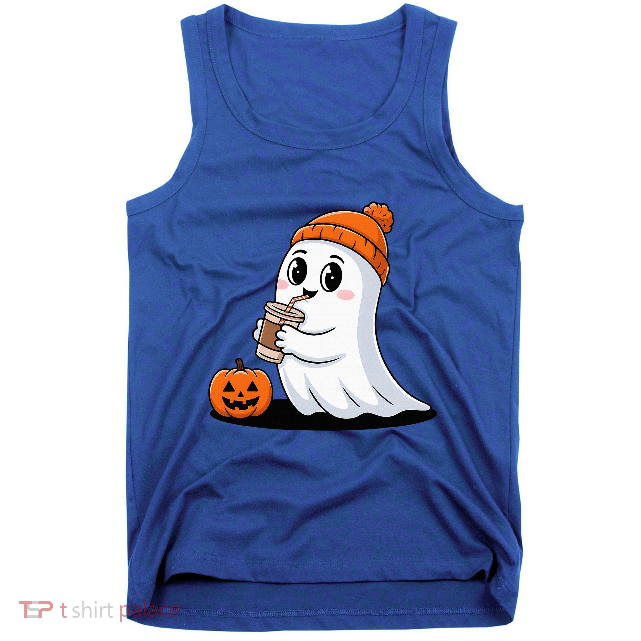 Cute Halloween Coffee Ghost Pumpkin Fall Vibes Tank Top