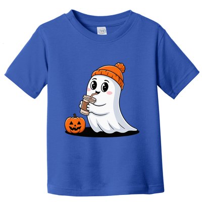 Cute Halloween Coffee Ghost Pumpkin Fall Vibes Toddler T-Shirt