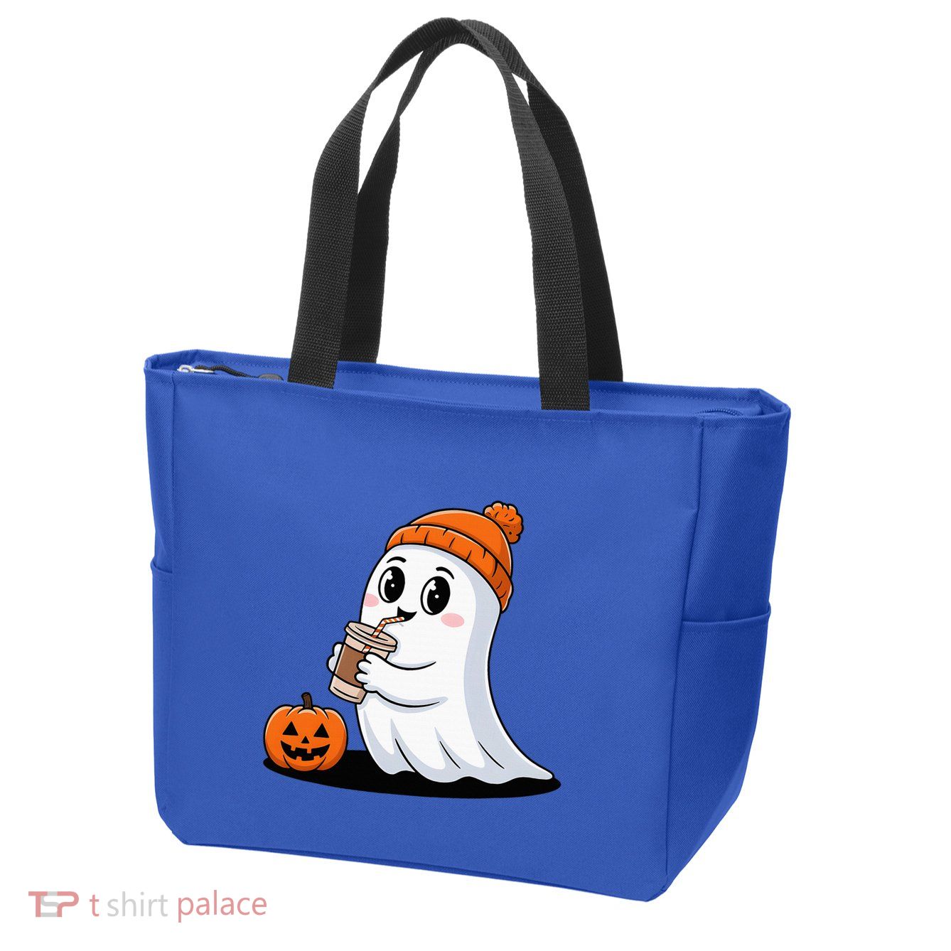 Cute Halloween Coffee Ghost Pumpkin Fall Vibes Zip Tote Bag
