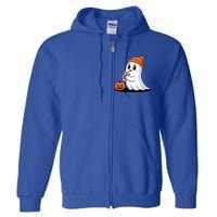 Cute Halloween Coffee Ghost Pumpkin Fall Vibes Full Zip Hoodie