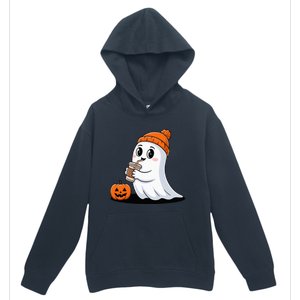 Cute Halloween Coffee Ghost Pumpkin Fall Vibes Urban Pullover Hoodie