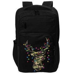 Christmas Holiday Camo Hunting Reindeer Deer Xmas Lights Impact Tech Backpack