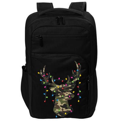 Christmas Holiday Camo Hunting Reindeer Deer Xmas Lights Impact Tech Backpack