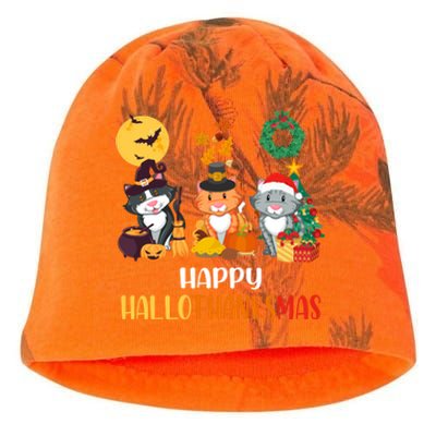 Cat Halloween Christmas Happy Hallothanksmas Thanksgiving Gift Kati - Camo Knit Beanie