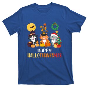 Cat Halloween Christmas Happy Hallothanksmas Thanksgiving Gift T-Shirt