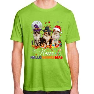 Cat Halloween Christmas Happy Hallothanksmas Thanksgiving Adult ChromaSoft Performance T-Shirt