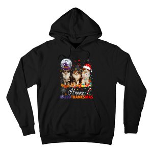 Cat Halloween Christmas Happy Hallothanksmas Thanksgiving Hoodie