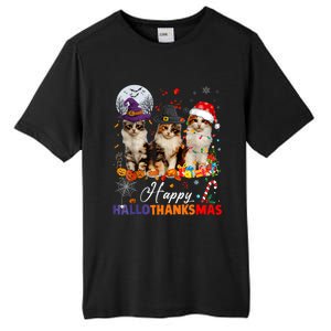 Cat Halloween Christmas Happy Hallothanksmas Thanksgiving Tall Fusion ChromaSoft Performance T-Shirt