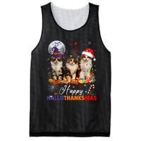 Cat Halloween Christmas Happy Hallothanksmas Thanksgiving Mesh Reversible Basketball Jersey Tank