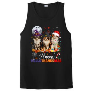 Cat Halloween Christmas Happy Hallothanksmas Thanksgiving PosiCharge Competitor Tank