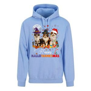 Cat Halloween Christmas Happy Hallothanksmas Thanksgiving Unisex Surf Hoodie