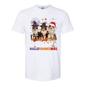 Cat Halloween Christmas Happy Hallothanksmas Thanksgiving Softstyle CVC T-Shirt