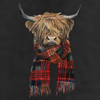 Cute Highland Cow Wearing Buffalo Plaid Scarf Farming Farmer Gift Beanie