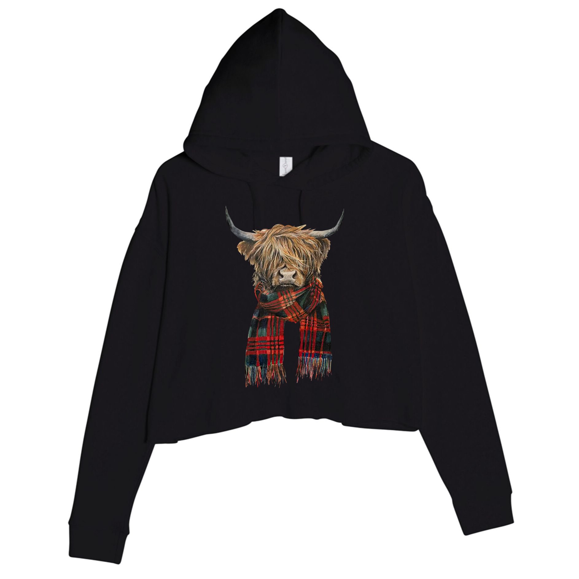 Cute Highland Cow Wearing Buffalo Plaid Scarf Farming Farmer Gift Crop Fleece Hoodie