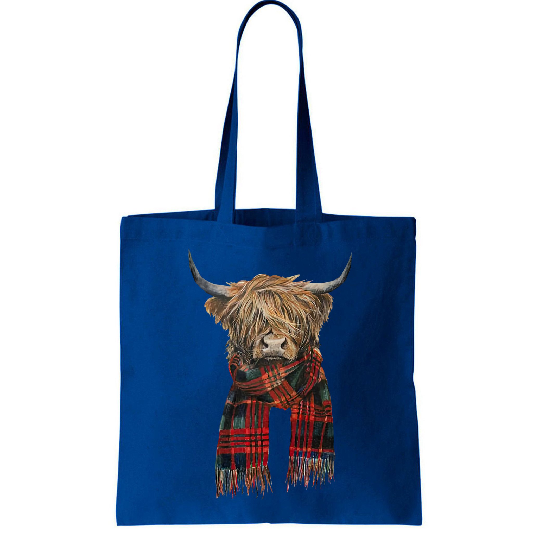 Cute Highland Cow Wearing Buffalo Plaid Scarf Farming Farmer Gift Bag