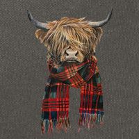 Cute Highland Cow Wearing Buffalo Plaid Scarf Farming Farmer Gift Cotton Canvas Backpack