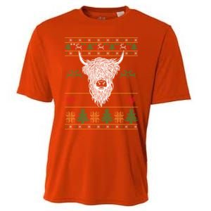 Cool Highland Cow Ugly Christmas Sweater Funny Animal Lover Cool Gift Cooling Performance Crew T-Shirt