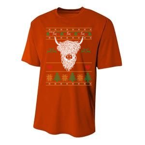 Cool Highland Cow Ugly Christmas Sweater Funny Animal Lover Cool Gift Performance Sprint T-Shirt