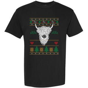 Cool Highland Cow Ugly Christmas Sweater Funny Animal Lover Cool Gift Garment-Dyed Heavyweight T-Shirt