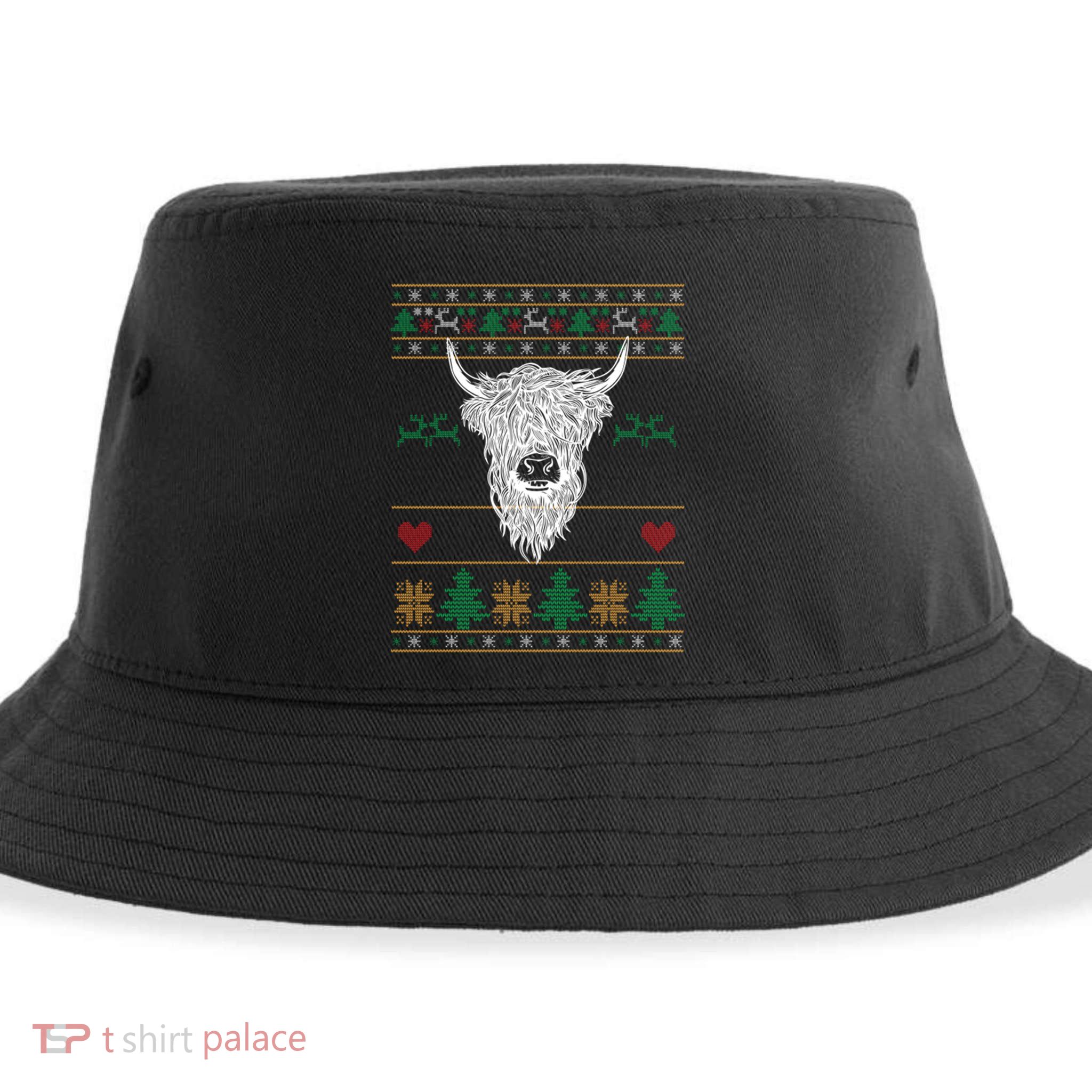 Cool Highland Cow Ugly Christmas Sweater Funny Animal Lover Cool Gift Sustainable Bucket Hat