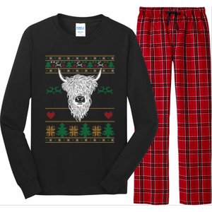 Cool Highland Cow Ugly Christmas Sweater Funny Animal Lover Cool Gift Long Sleeve Pajama Set