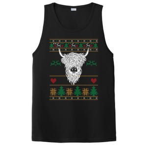 Cool Highland Cow Ugly Christmas Sweater Funny Animal Lover Cool Gift PosiCharge Competitor Tank