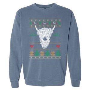 Cool Highland Cow Ugly Christmas Sweater Funny Animal Lover Cool Gift Garment-Dyed Sweatshirt