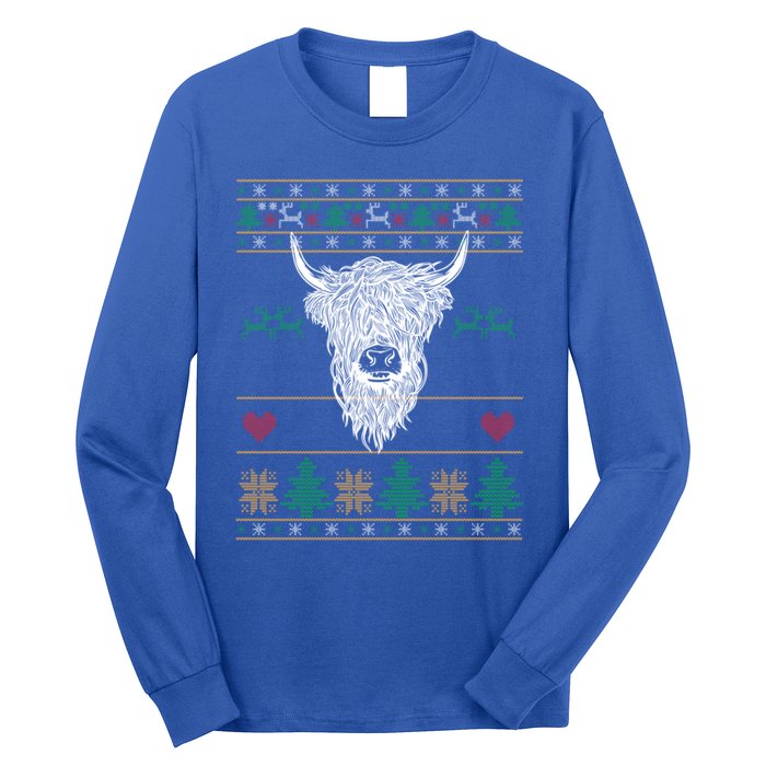 Cool Highland Cow Ugly Christmas Sweater Funny Animal Lover Cool Gift Long Sleeve Shirt