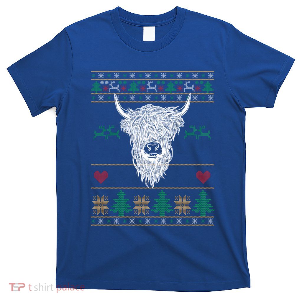 Cool Highland Cow Ugly Christmas Sweater Funny Animal Lover Cool Gift T-Shirt